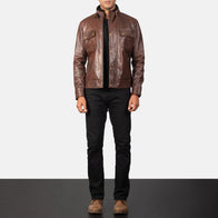 Darren Brown Leather Biker Jacket by Dash Racegear - men Jacket view 3