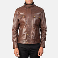 Darren Brown Leather Biker Jacket by Dash Racegear - men Jacket view 4