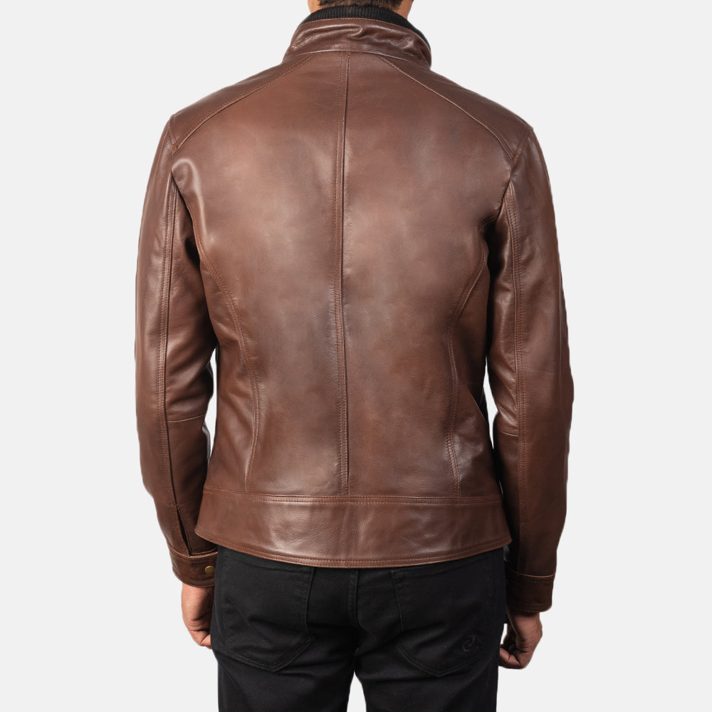 Darren Brown Leather Biker Jacket by Dash Racegear - men Jacket view 5