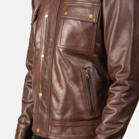 Darren Brown Leather Biker Jacket by Dash Racegear - men Jacket view 6