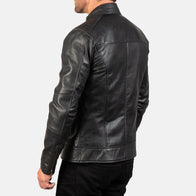 Dean Black Leather Biker Jacket by Dash Racegear - men Jacket view 5