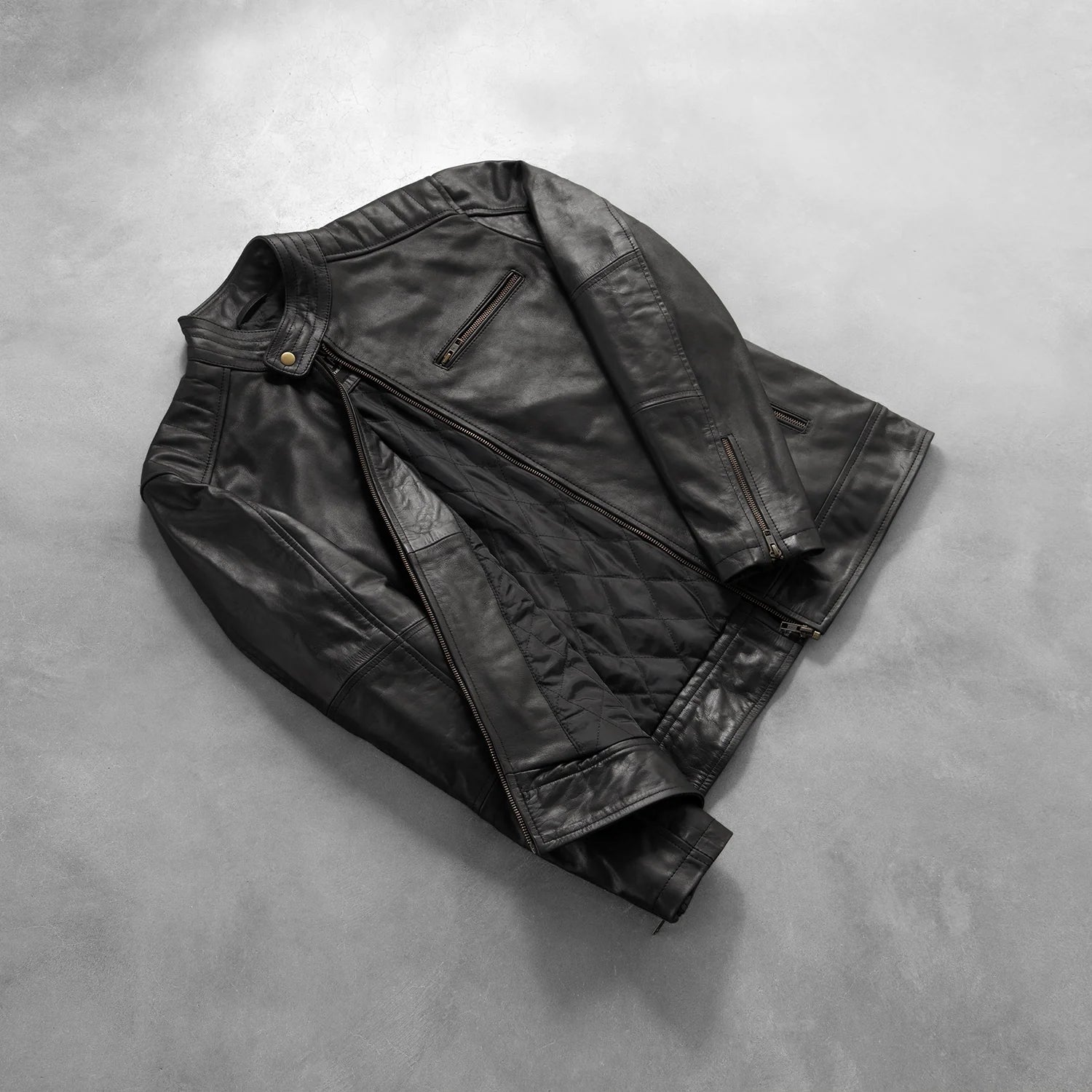 Dean Black Leather Biker Jacket by Dash Racegear - men Jacket view 8