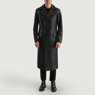 Delmar Black Leather Double Breasted Coat by Dash Racegear - men Jacket view 3
