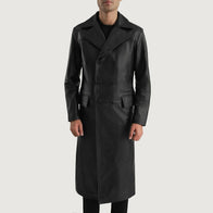Delmar Black Leather Double Breasted Coat by Dash Racegear - men Jacket view 4