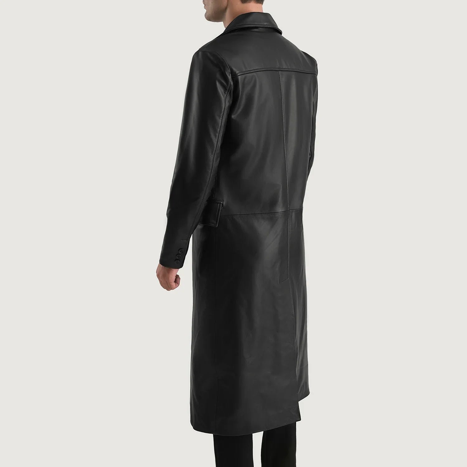 Delmar Black Leather Double Breasted Coat by Dash Racegear - men Jacket view 5