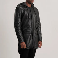 Delvin Black Leather Parka by Dash Racegear - men Jacket view 2