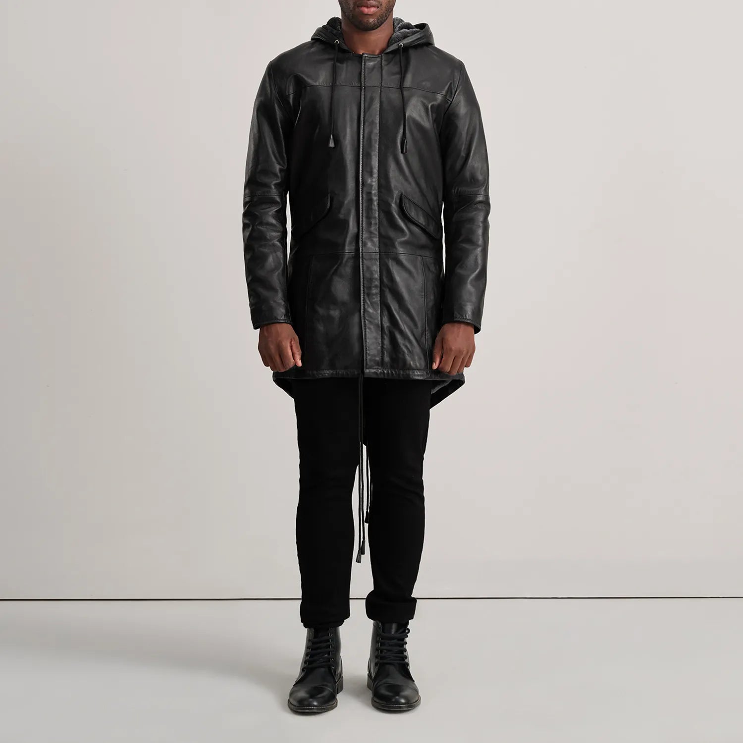 Delvin Black Leather Parka by Dash Racegear - men Jacket view 3