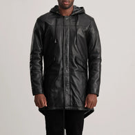 Delvin Black Leather Parka by Dash Racegear - men Jacket view 4