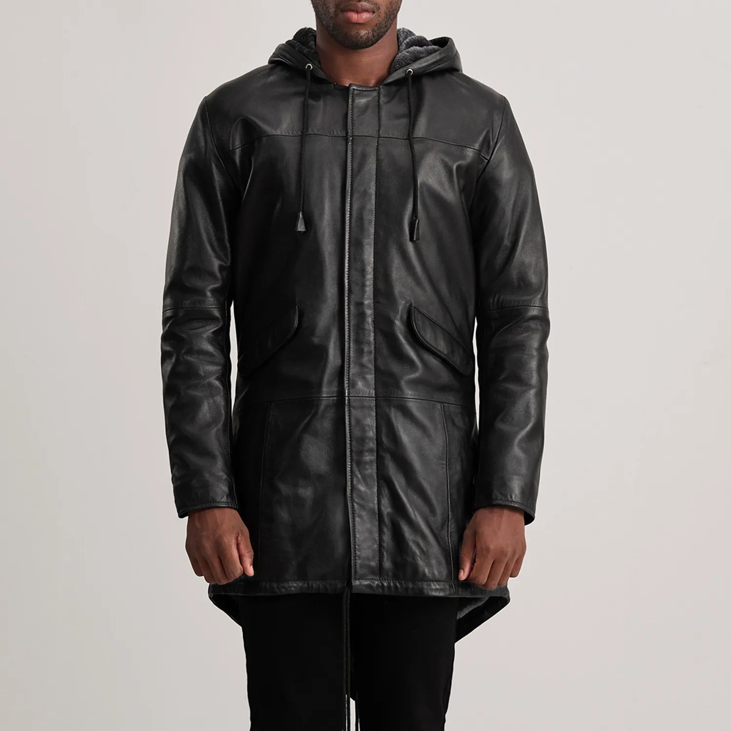 Delvin Black Leather Parka by Dash Racegear - men Jacket view 4