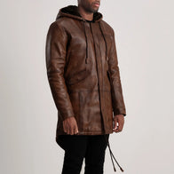 Delvin Distressed Brown Leather Parka by Dash Racegear - men Jacket view 2