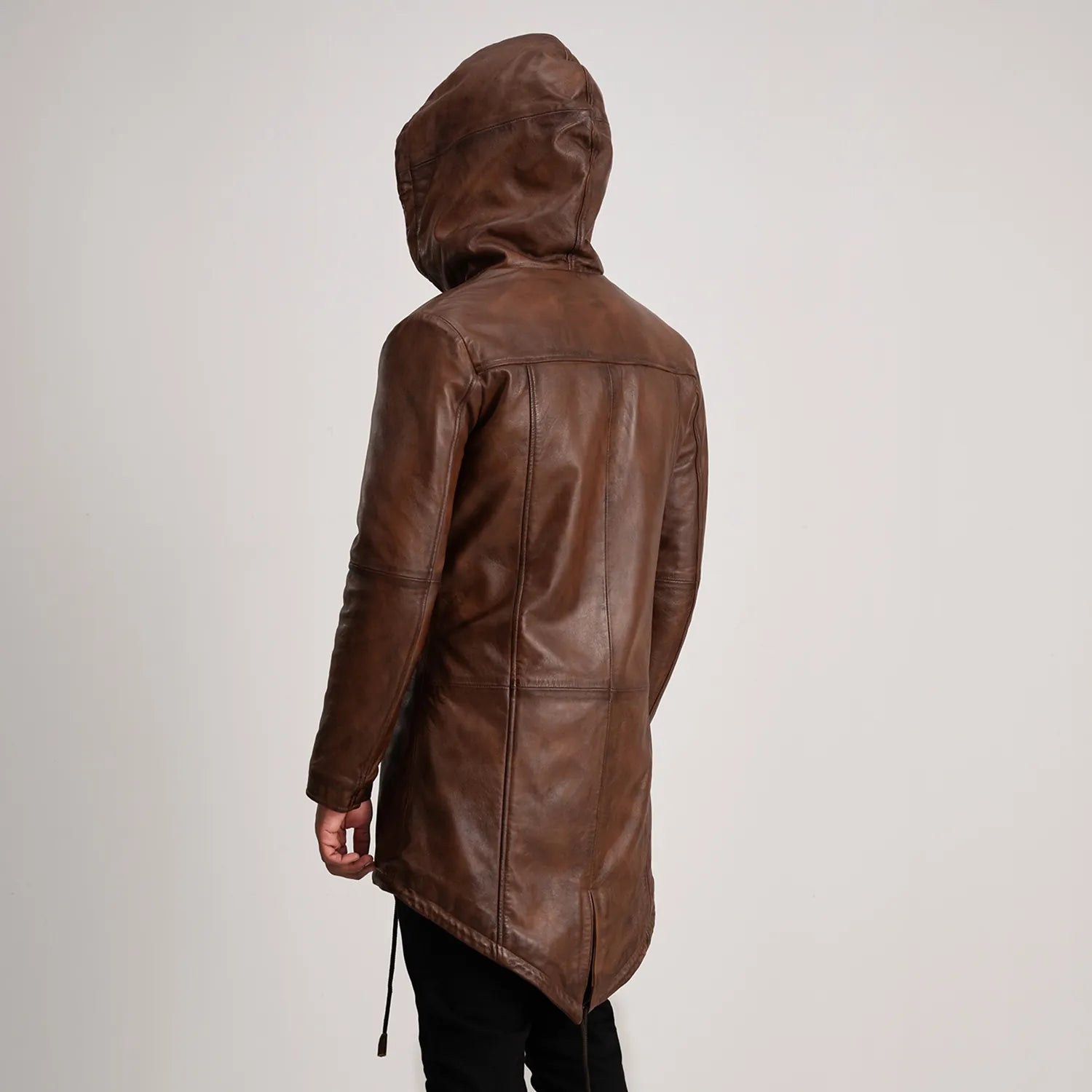 Delvin Distressed Brown Leather Parka by Dash Racegear - men Jacket view 5