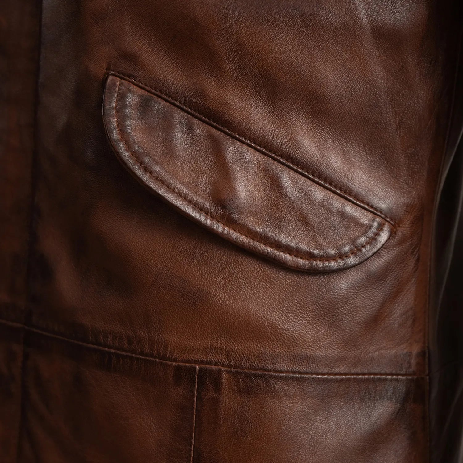 Delvin Distressed Brown Leather Parka by Dash Racegear - men Jacket view 6
