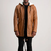 Delvin Tan Leather Parka by Dash Racegear - men Jacket view 1