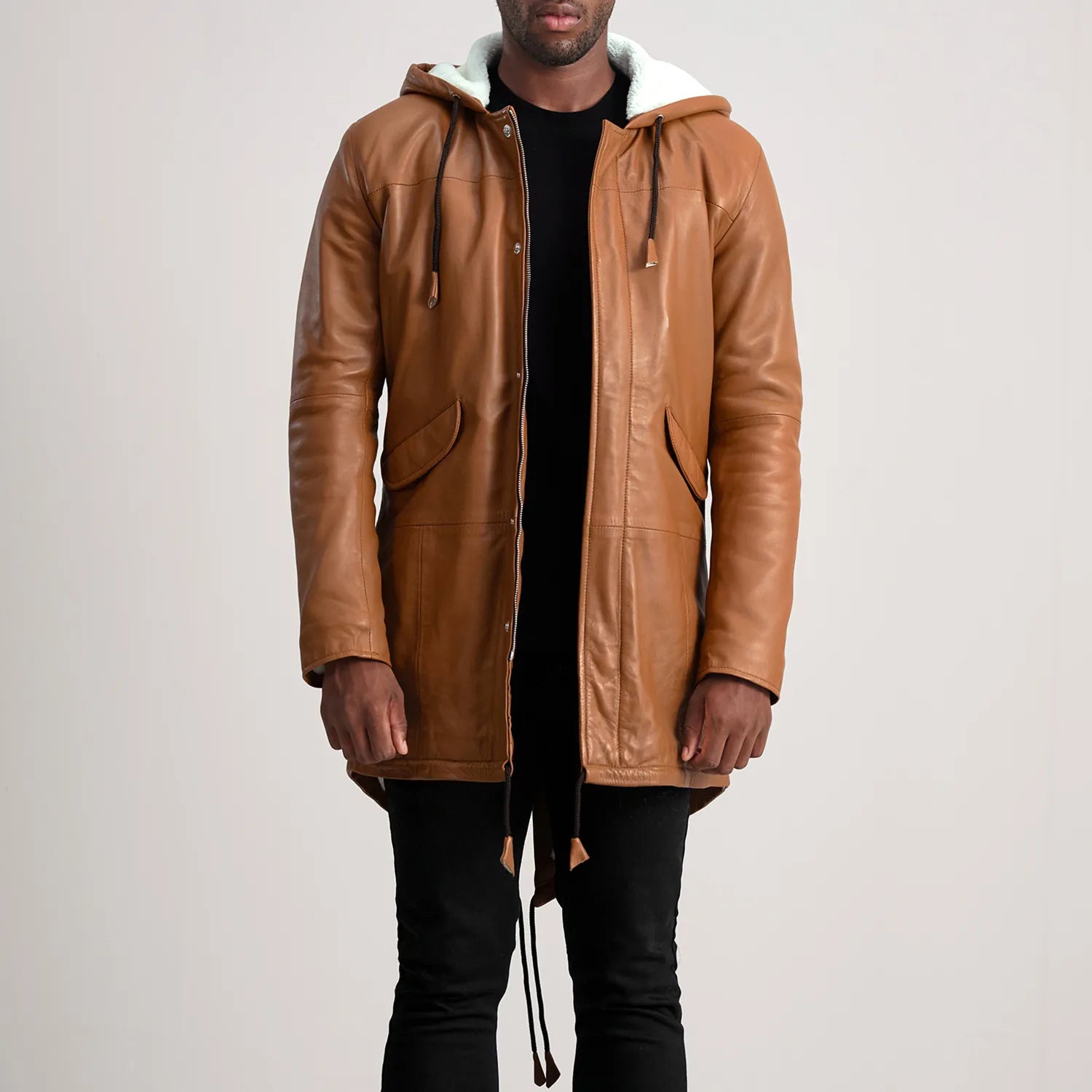 Delvin Tan Leather Parka by Dash Racegear - men Jacket view 1