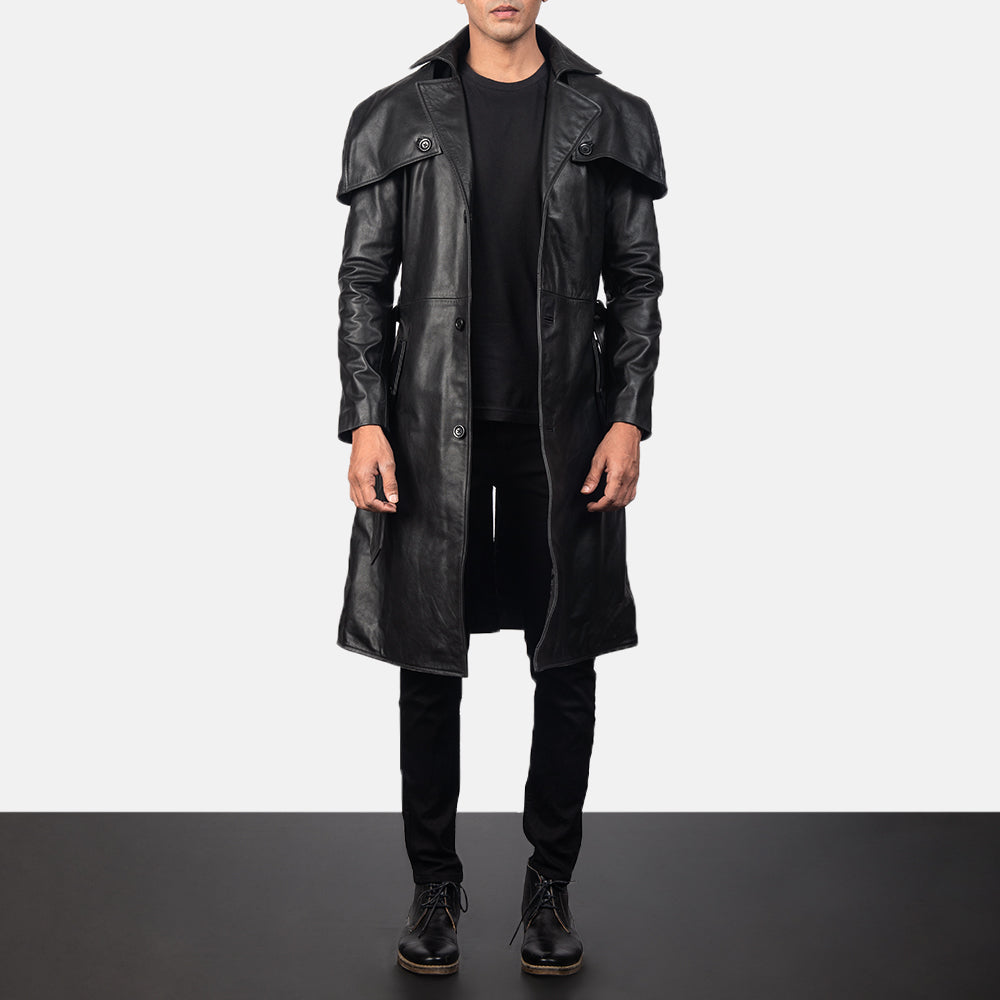 Deux Black Leather Duster by Dash Racegear - men Jacket view 1