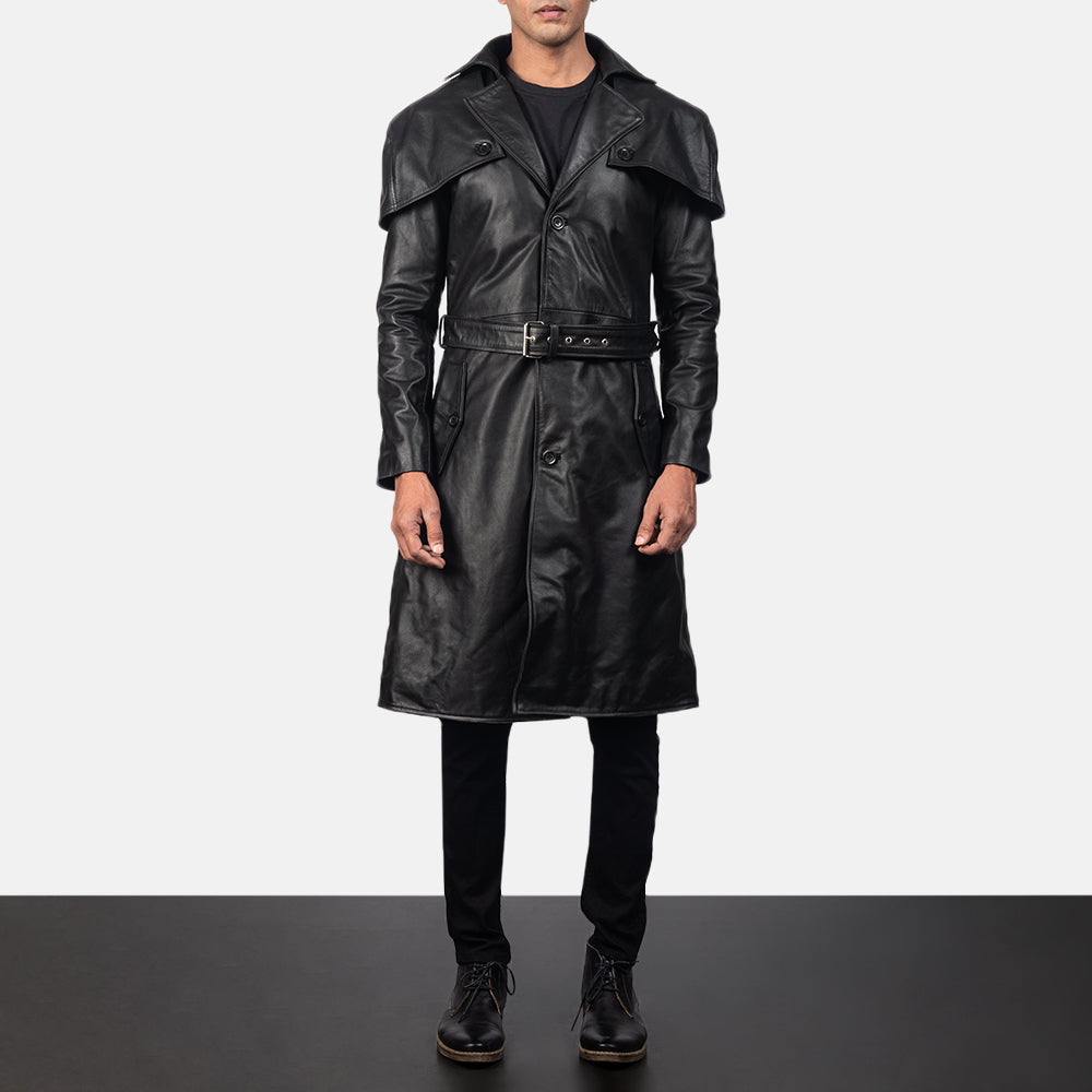 Deux Black Leather Duster by Dash Racegear - men Jacket view 2