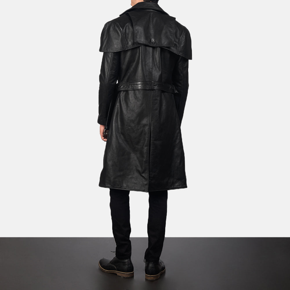 Deux Black Leather Duster by Dash Racegear - men Jacket view 5