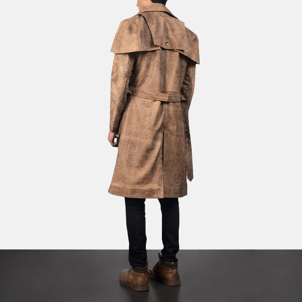 Deux Brown Leather Duster by Dash Racegear - men Jacket view 3