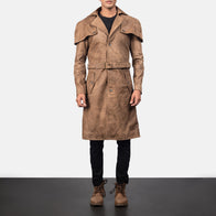 Deux Brown Leather Duster by Dash Racegear - men Jacket view 4