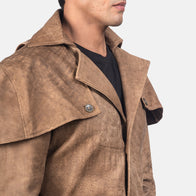 Deux Brown Leather Duster by Dash Racegear - men Jacket view 5