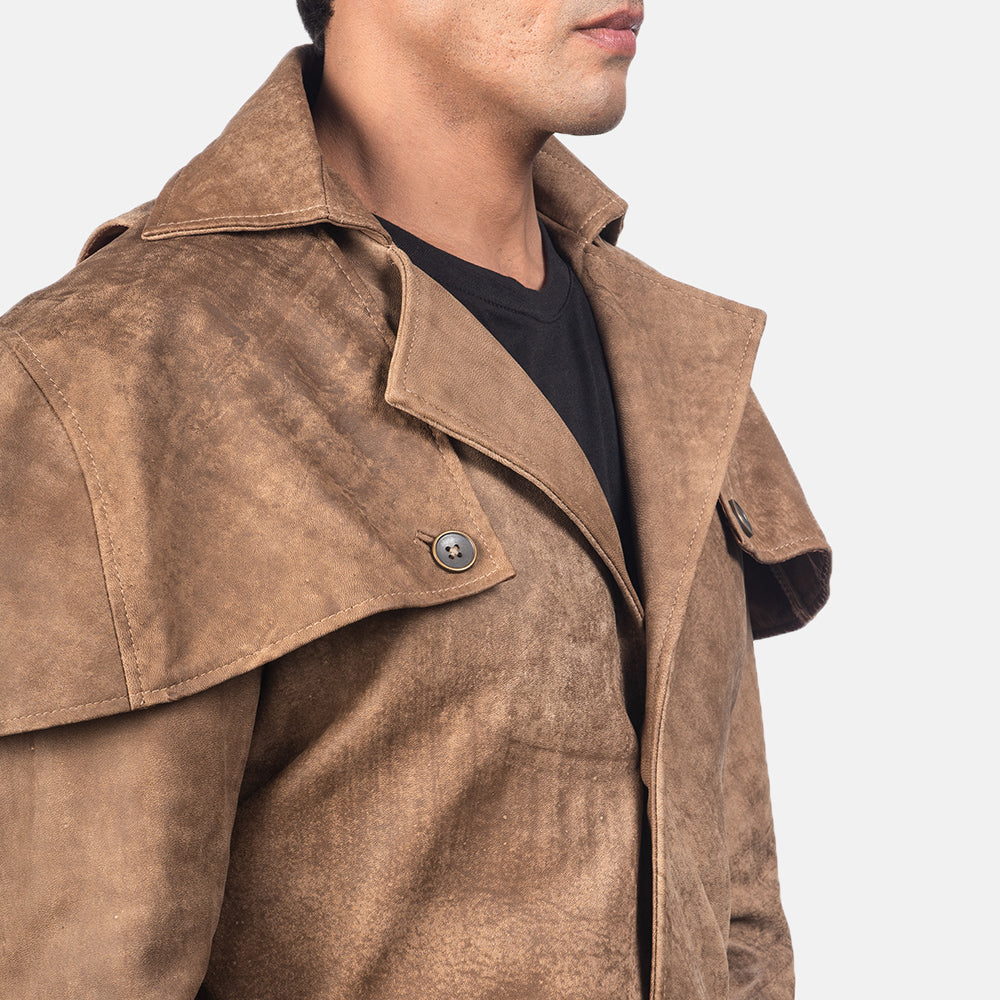 Deux Brown Leather Duster by Dash Racegear - men Jacket view 5