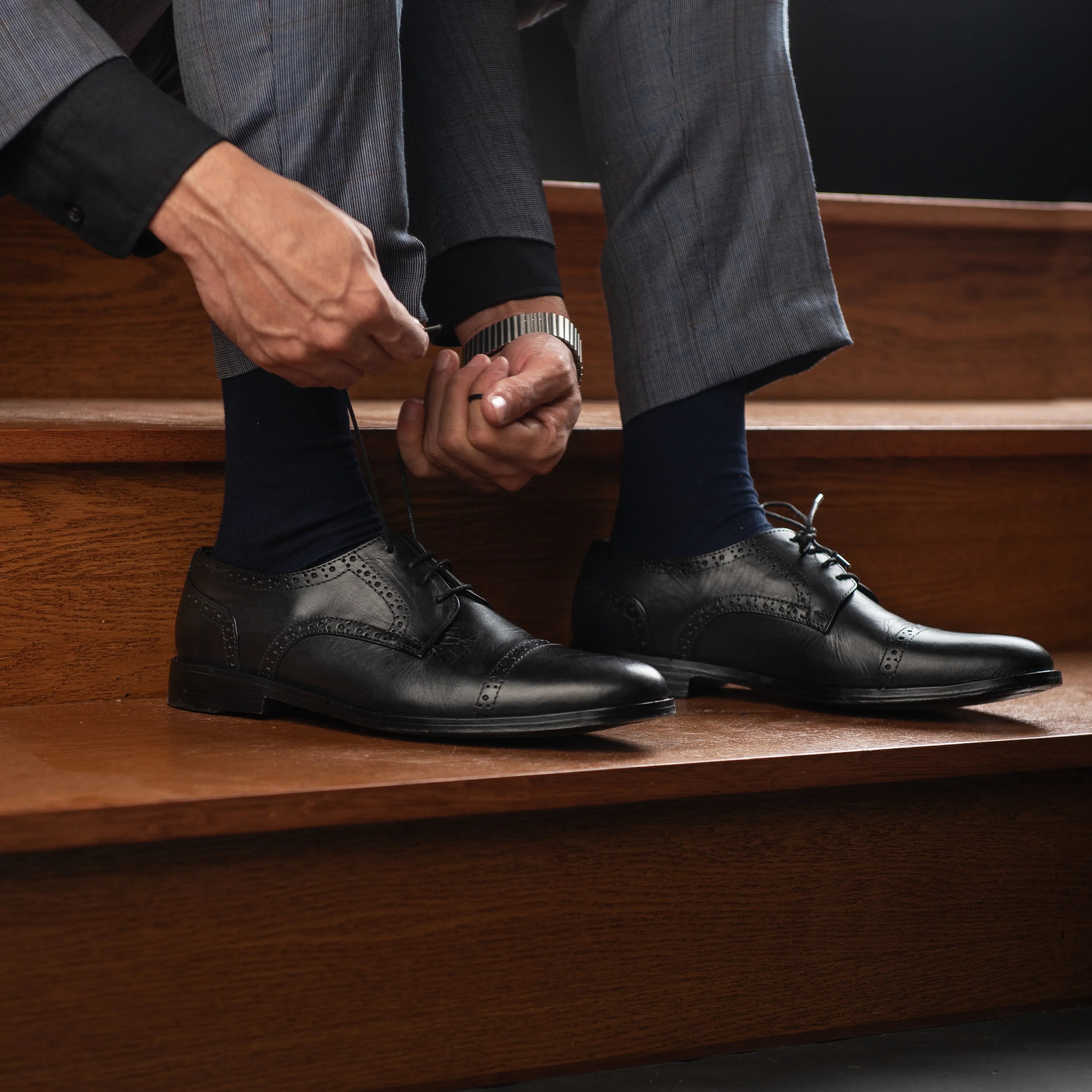 Dirk Brogues Derby Black Leather Shoes by Dash Racegear - men Leather Shoes view 10