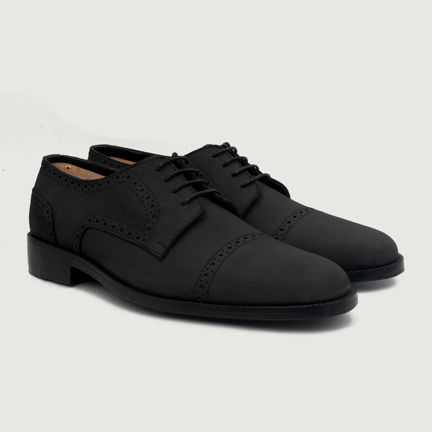Dirk Brogues Derby Black Nubuck Leather Shoes by Dash Racegear - men Leather Shoes view 1
