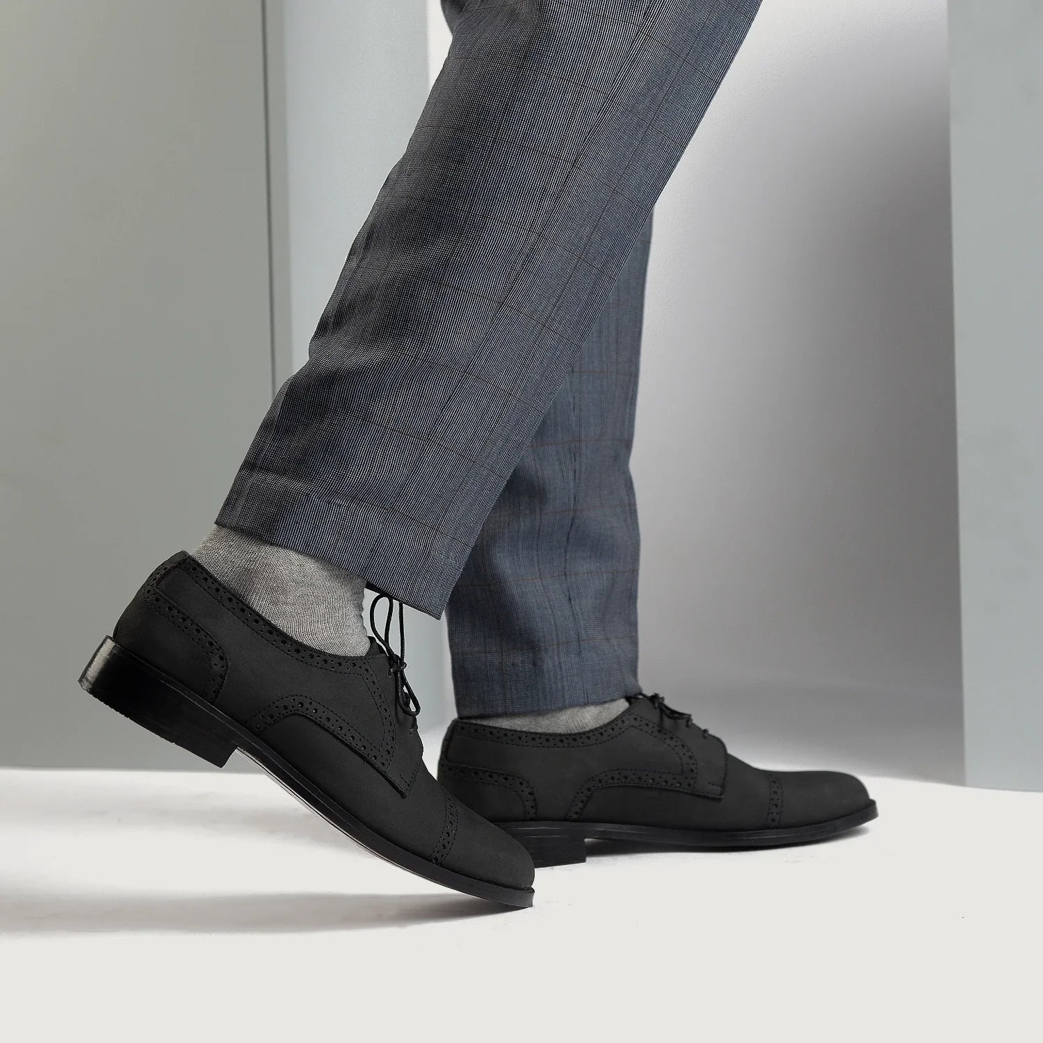 Dirk Brogues Derby Black Nubuck Leather Shoes by Dash Racegear - men Leather Shoes view 8
