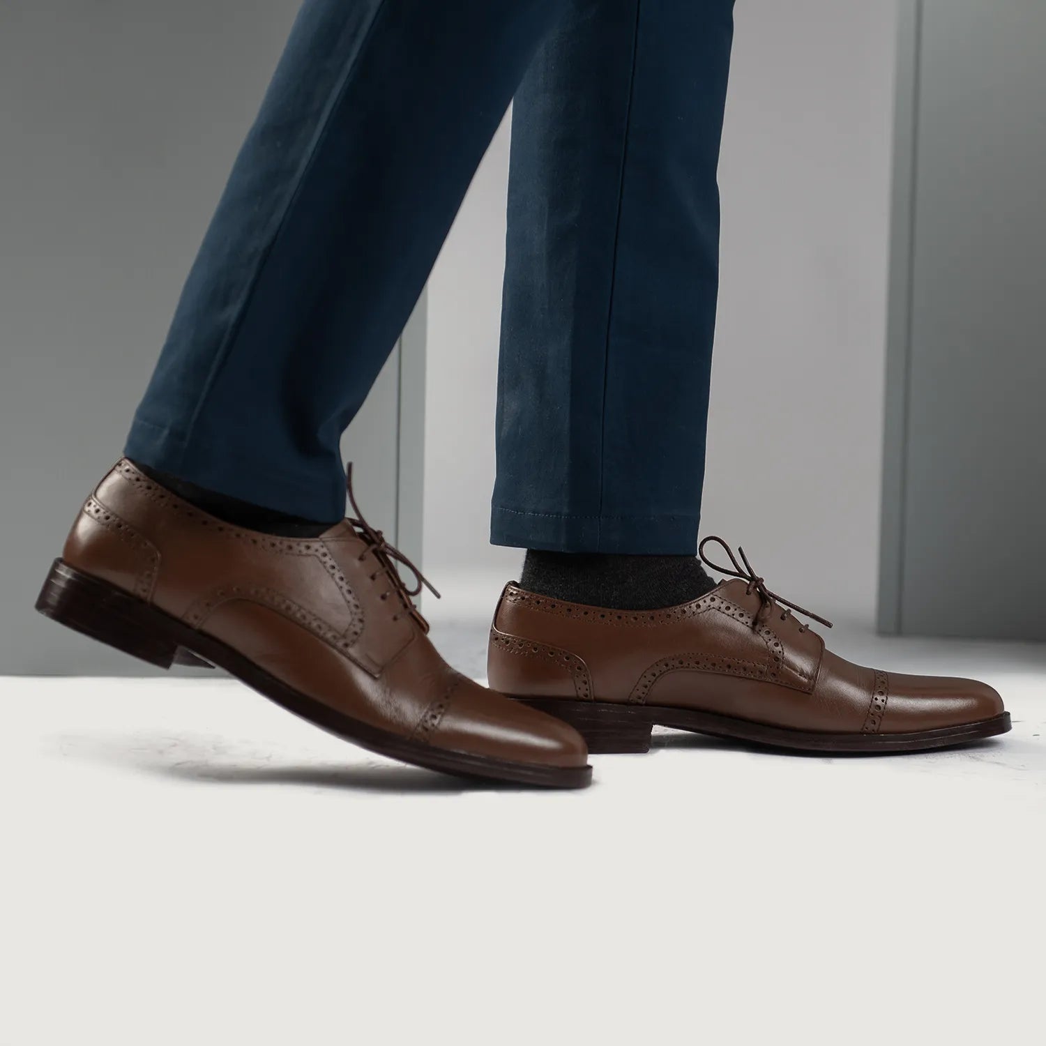 Dirk Brogues Derby Brown Leather Shoes by Dash Racegear - men Leather Shoes view 8