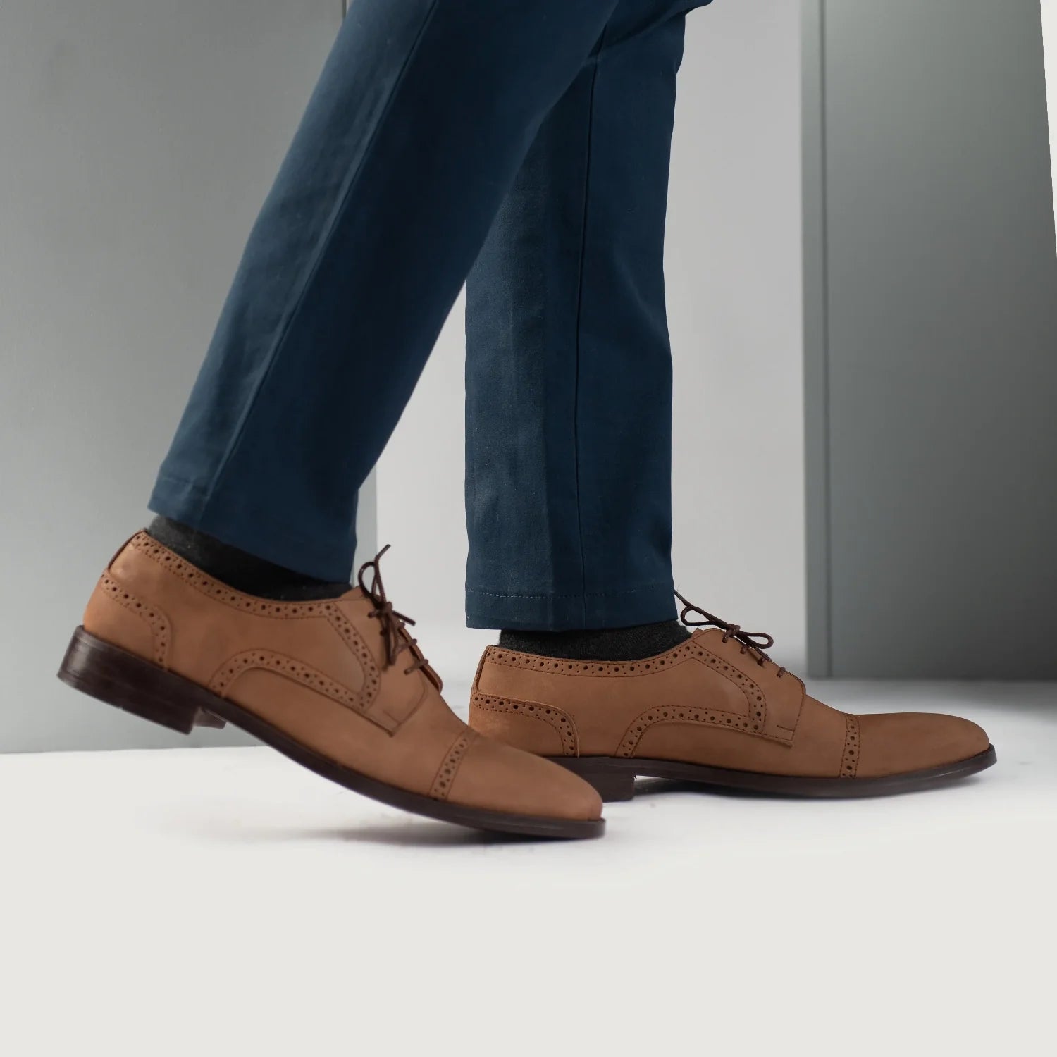 Dirk Brogues Derby Brown Nubuck Leather Shoes by Dash Racegear - men Leather Shoes view 8