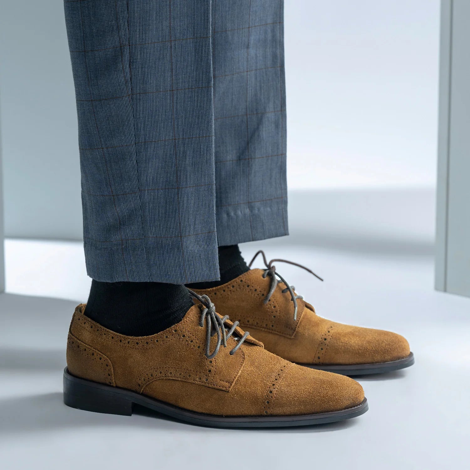 Dirk Brogues Derby Brown Suede Leather Shoes - StudGuard by Dash Racegear - men Leather Shoes view 7