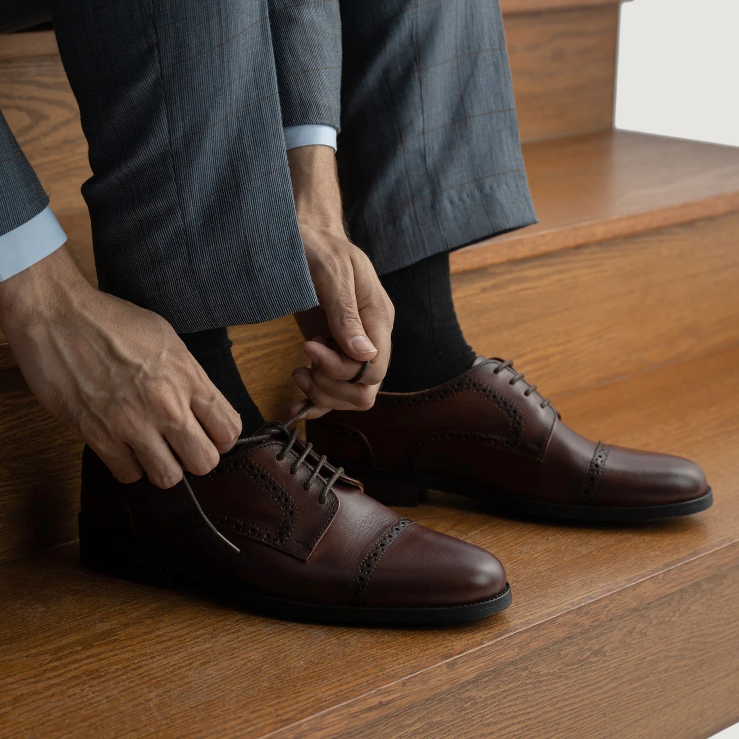 Dirk Brogues Derby Burnished Brown Leather Shoes by Dash Racegear - men Leather Shoes view 10