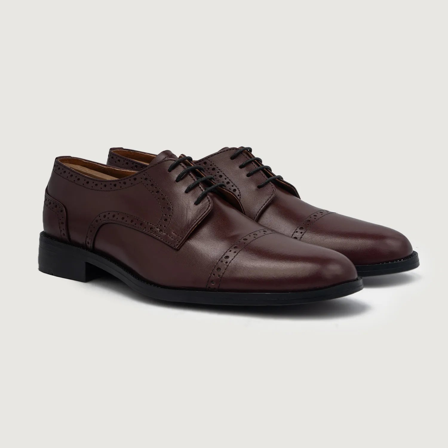 Dirk Brogues Derby Maroon Leather Shoes by Dash Racegear - men Leather Shoes view 1