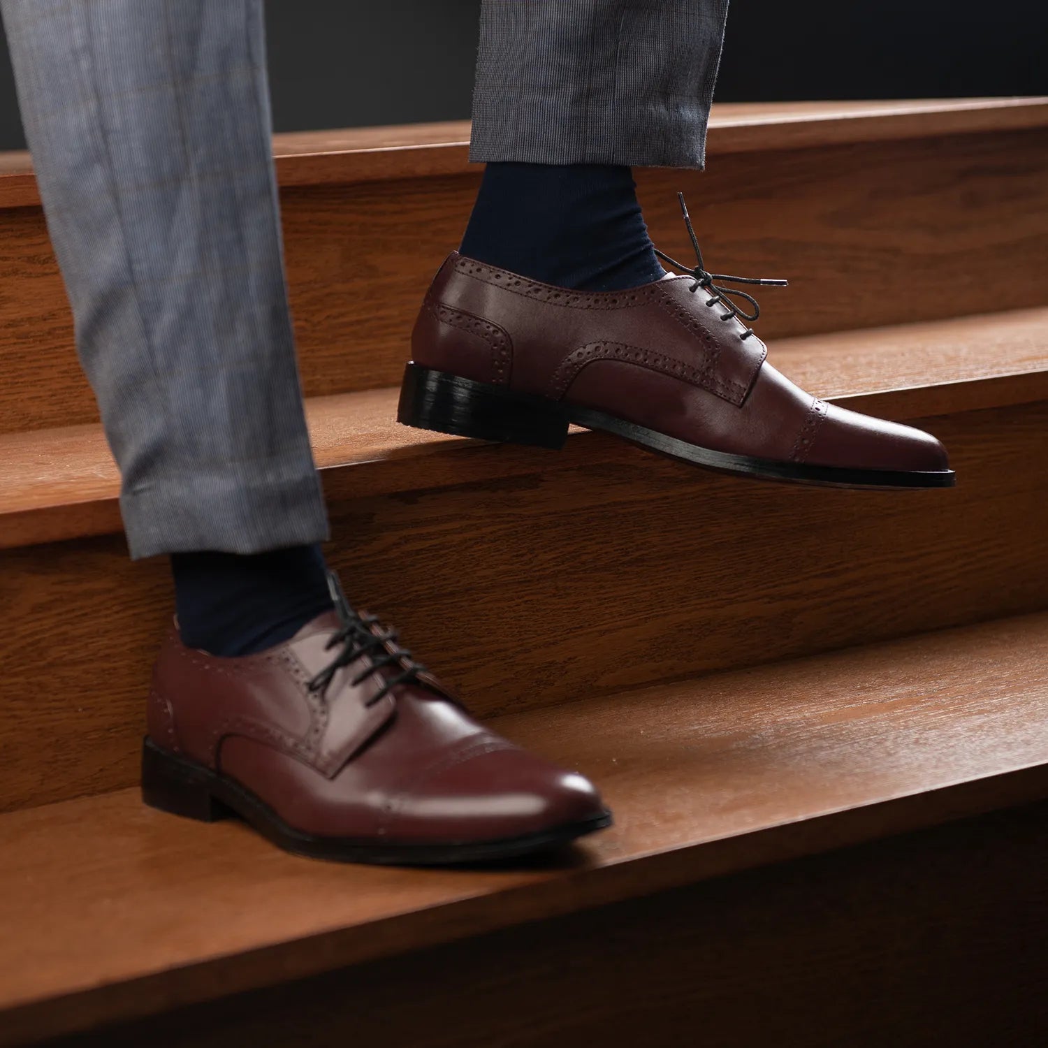 Dirk Brogues Derby Maroon Leather Shoes by Dash Racegear - men Leather Shoes view 10
