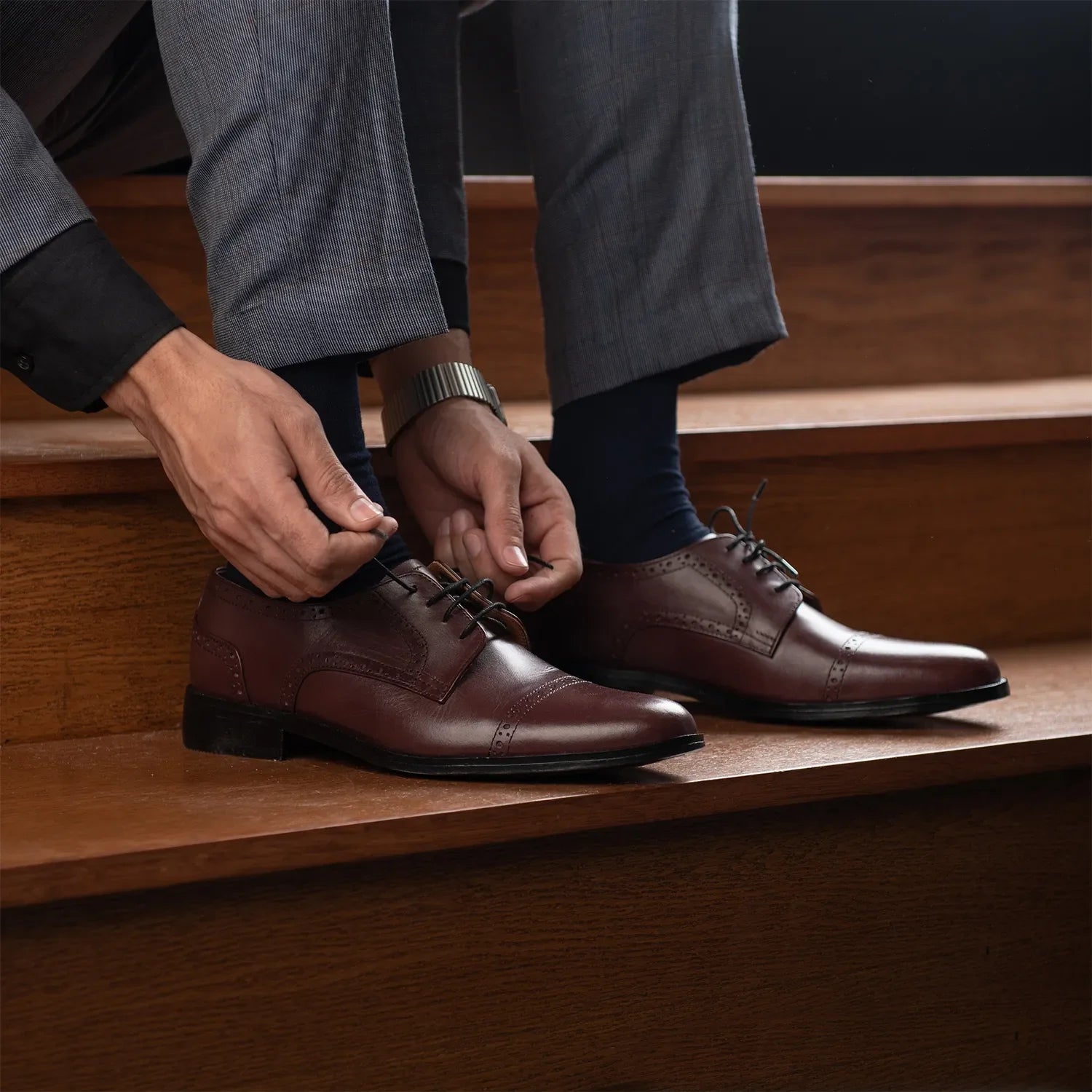 Dirk Brogues Derby Maroon Leather Shoes by Dash Racegear - men Leather Shoes view 9