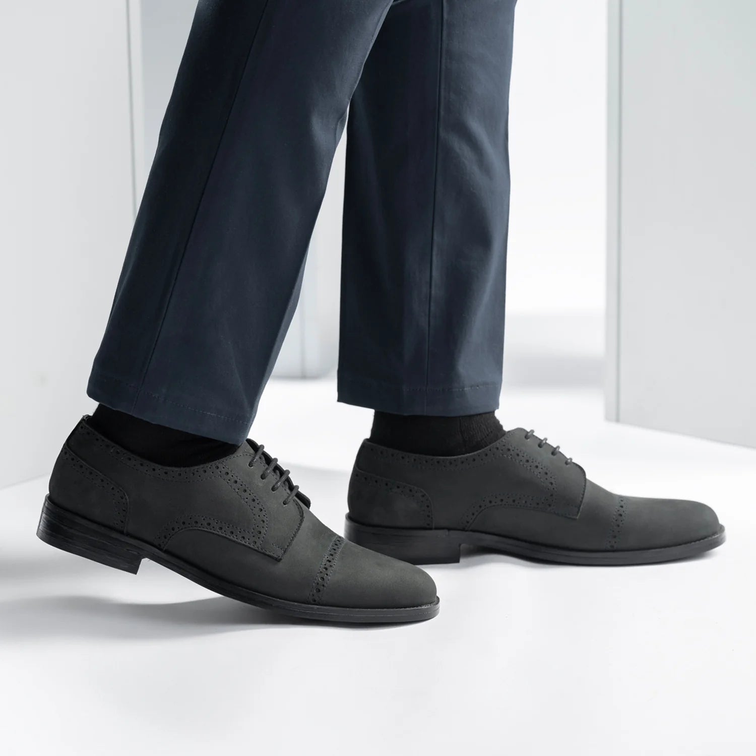 Dirk Brogues Derby Matte Black Nubuck Leather Shoes - StudGuard by Dash Racegear - men Leather Shoes view 7