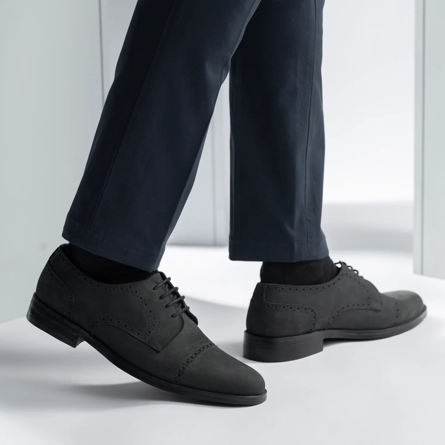 Dirk Brogues Derby Matte Black Nubuck Leather Shoes - StudGuard by Dash Racegear - men Leather Shoes view 8