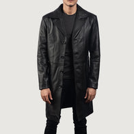 Don Long Black Leather Coat by Dash Racegear - men Jacket view 1