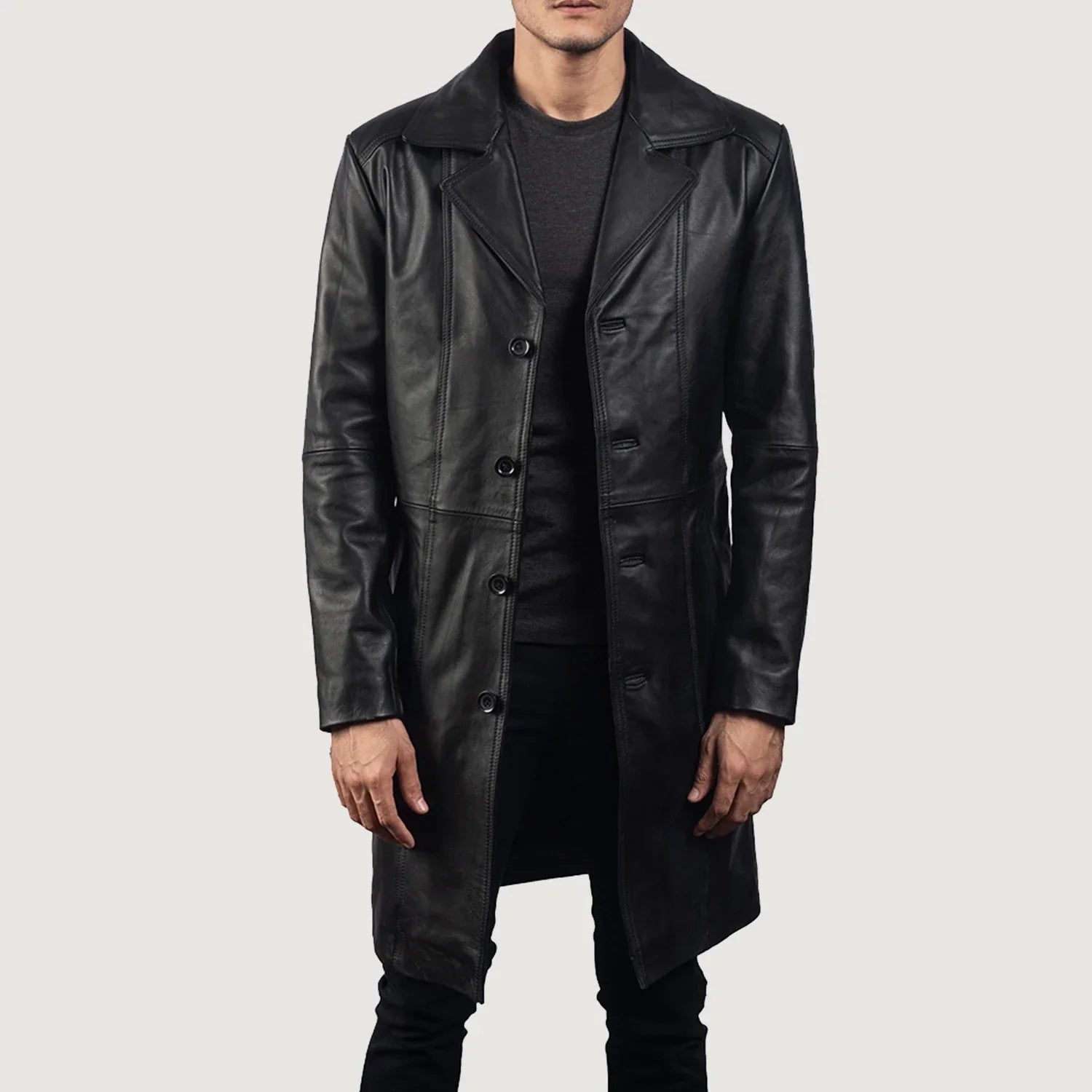 Don Long Black Leather Coat by Dash Racegear - men Jacket view 1