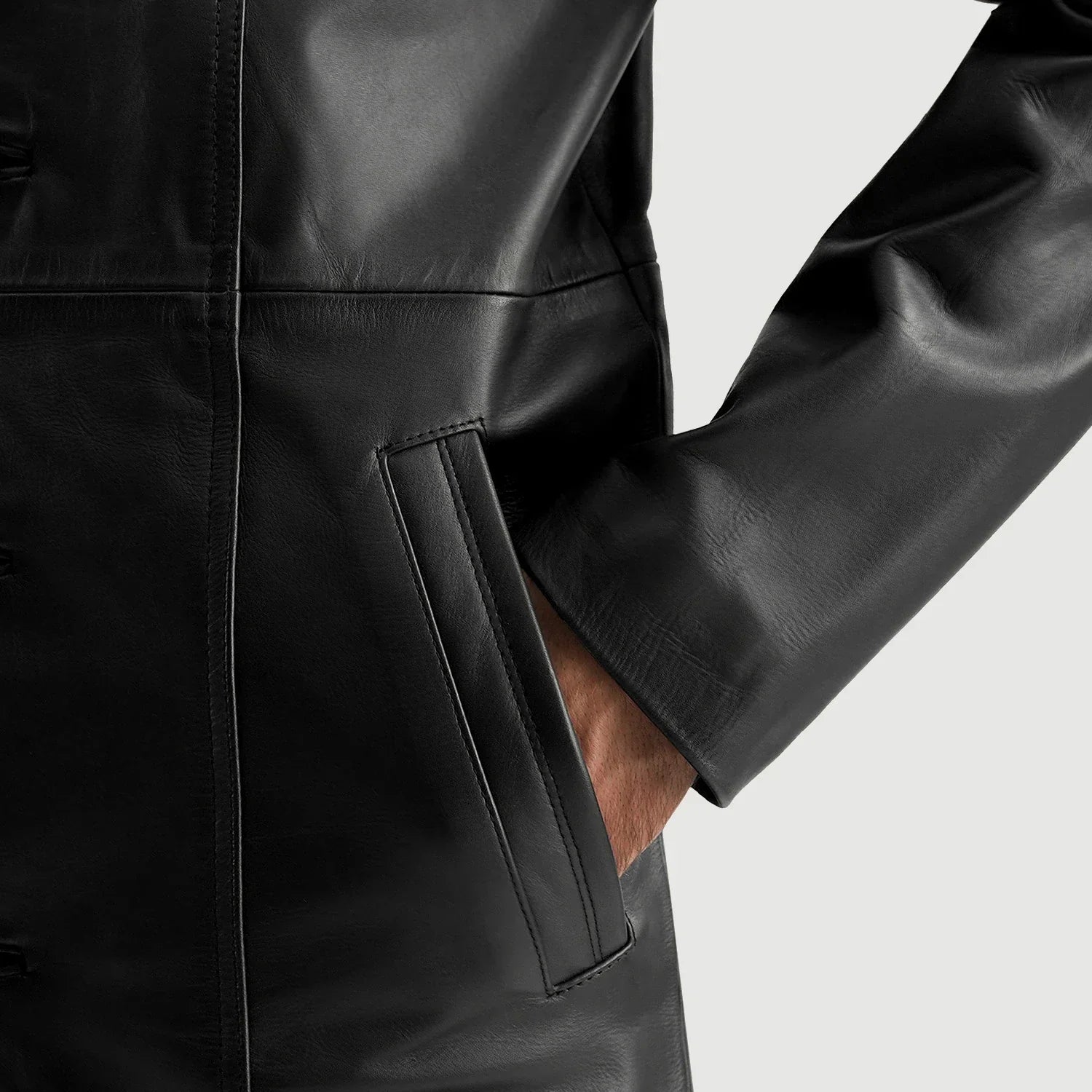 Don Long Black Leather Coat by Dash Racegear - men Jacket view 4