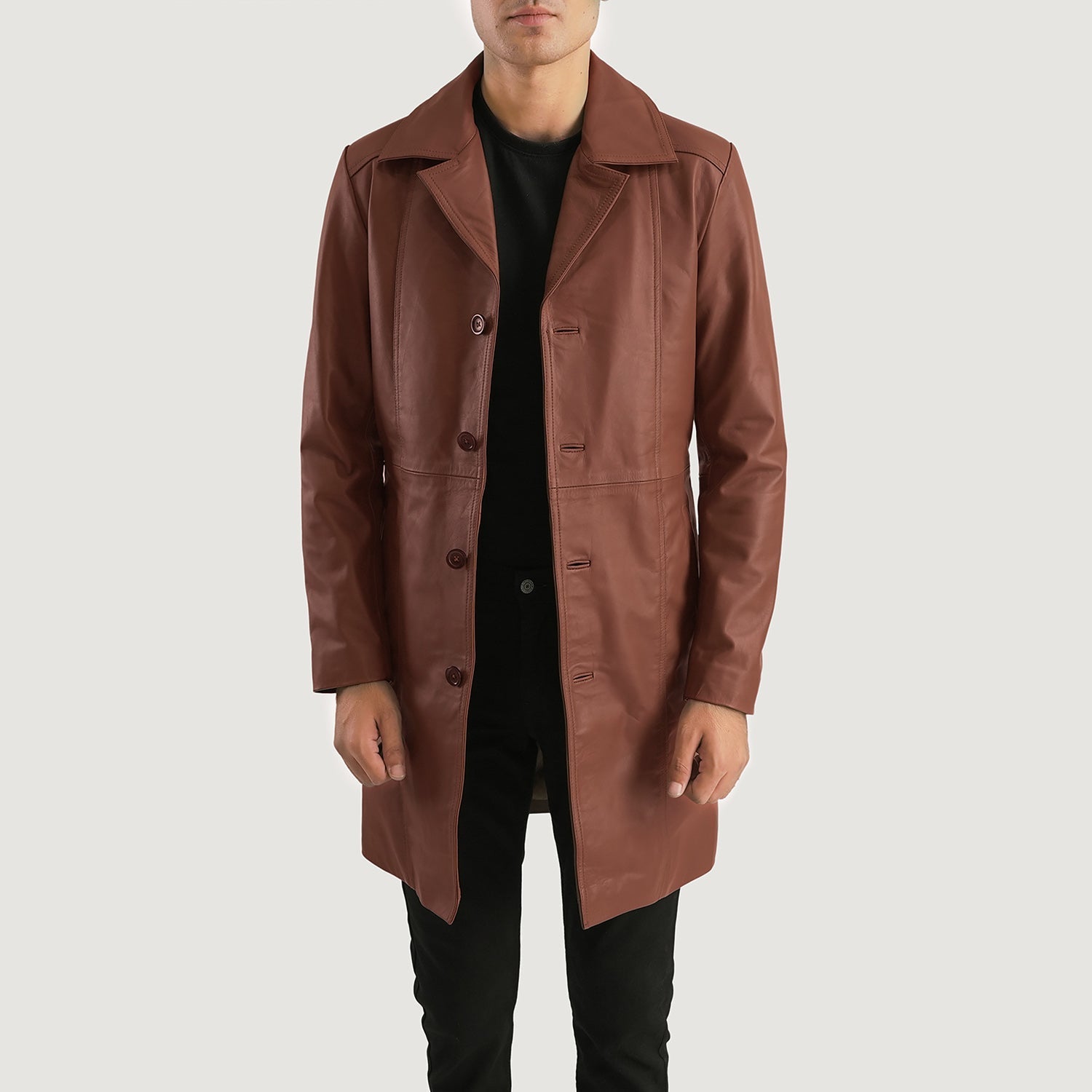 Don Long Brown Leather Coat by Dash Racegear - men Jacket view 1