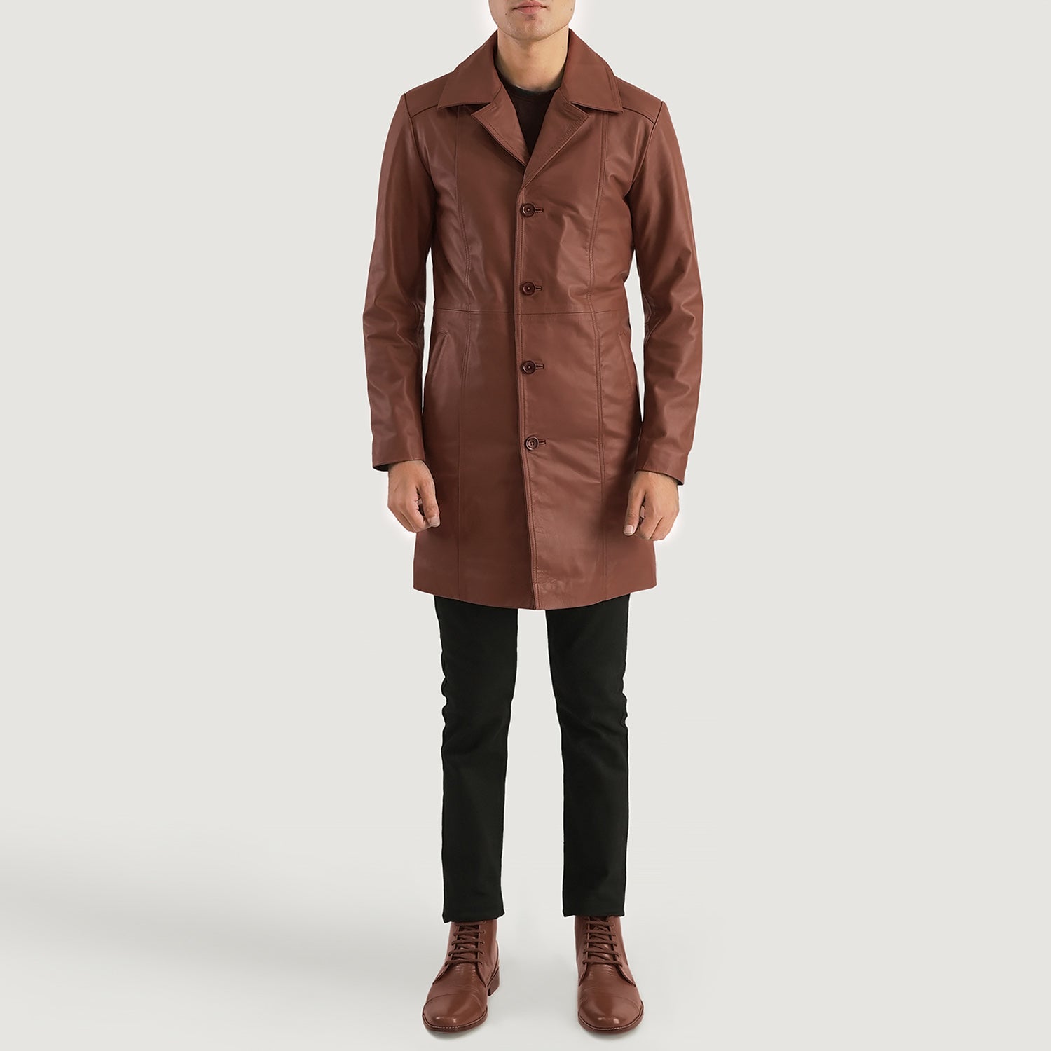 Don Long Brown Leather Coat by Dash Racegear - men Jacket view 3