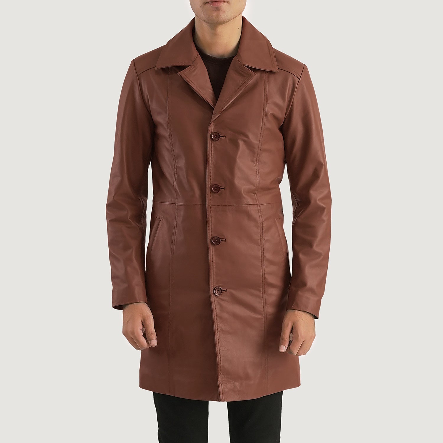 Don Long Brown Leather Coat by Dash Racegear - men Jacket view 4