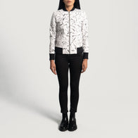 Donna Blake White Leather Bomber Jacket by Dash Racegear - women Jacket view 4