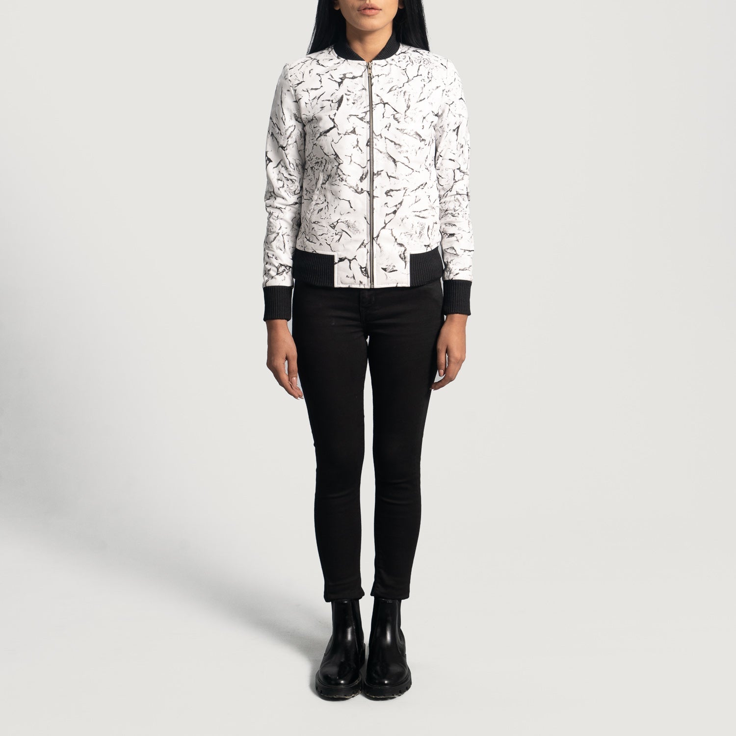 Donna Blake White Leather Bomber Jacket by Dash Racegear - women Jacket view 4