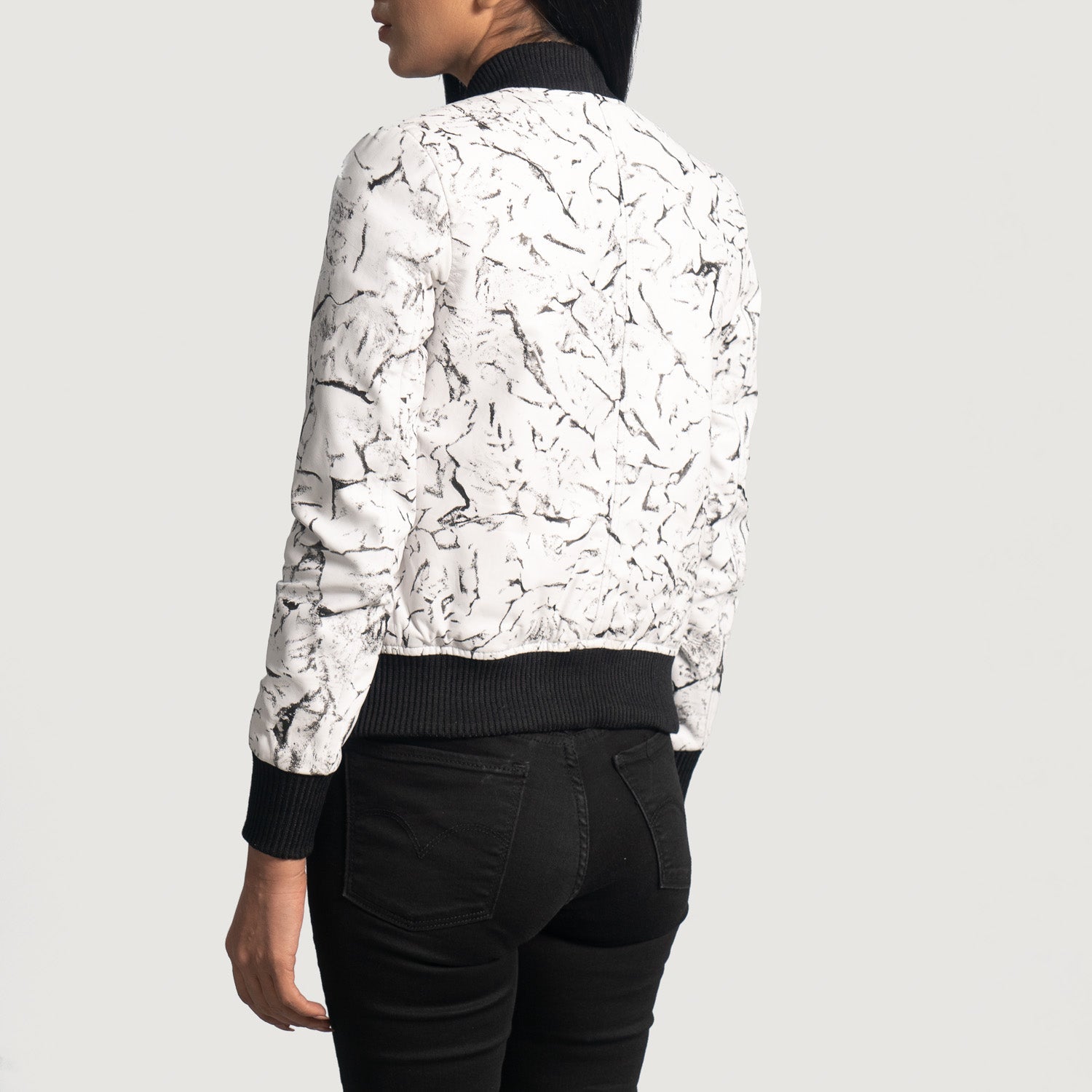 Donna Blake White Leather Bomber Jacket by Dash Racegear - women Jacket view 6