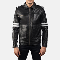 Dragonhide Black Leather Jacket by Dash Racegear - men Jacket view 1