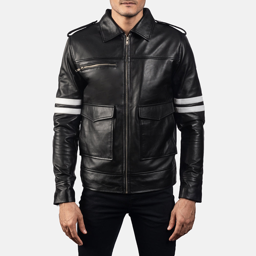 Dragonhide Black Leather Jacket by Dash Racegear - men Jacket view 1