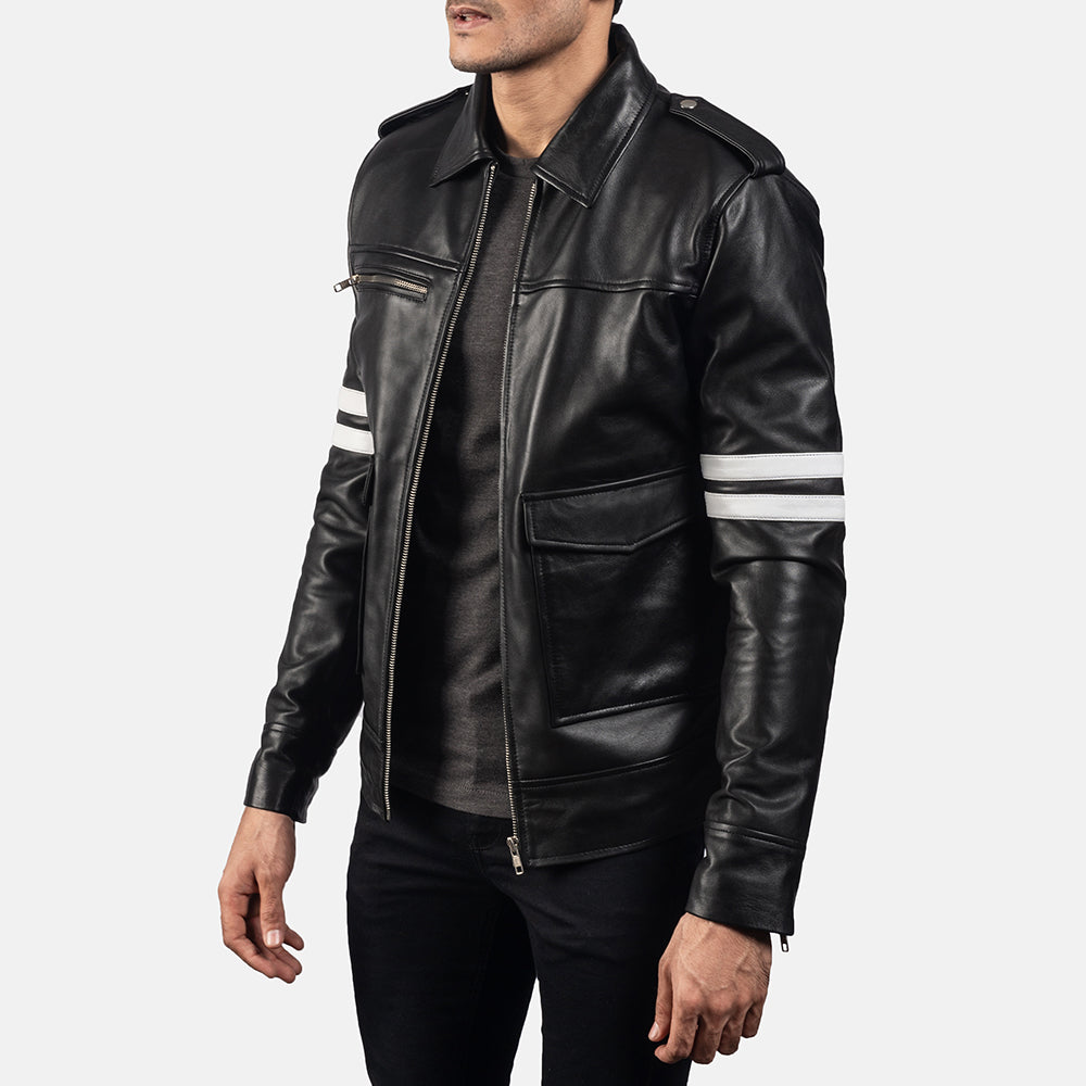 Dragonhide Black Leather Jacket by Dash Racegear - men Jacket view 2