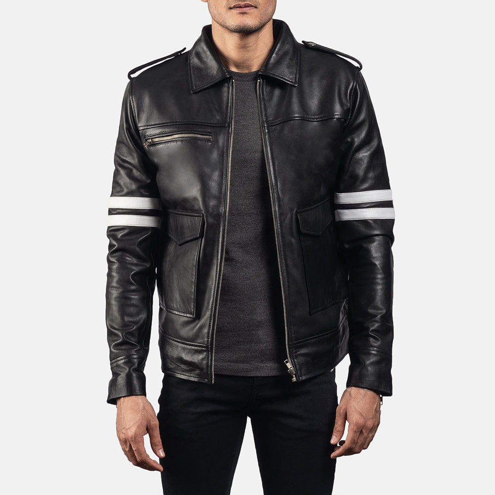 Dragonhide Black Leather Jacket by Dash Racegear - men Jacket view 3